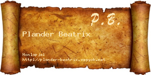 Plander Beatrix névjegykártya